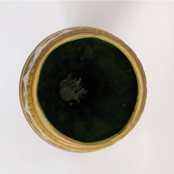 Vintage Mid-Century Mustard Yellow Chalice-Shaped Vase, 60's Chalk Floral Ware - Picture 9 of 10